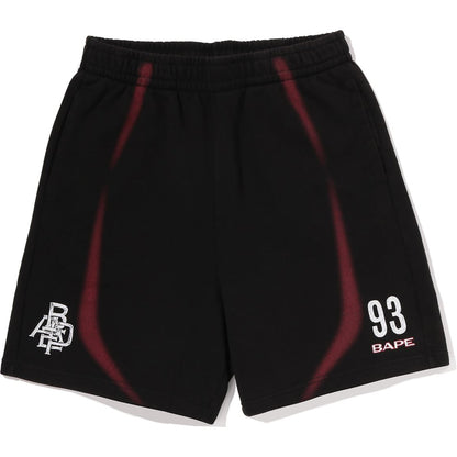 HEAVY WASH HAND DRAW FOOTBALL LOGO RELAXED FIT SWEAT SHORTS MENS