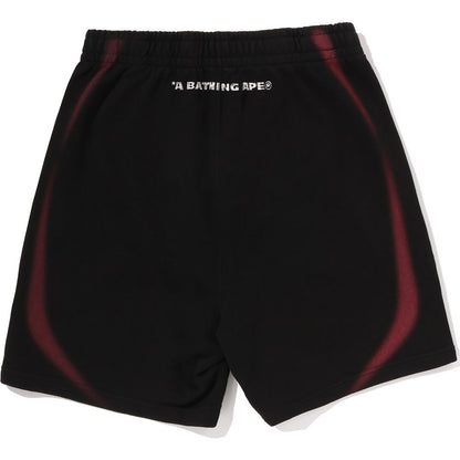 HEAVY WASH HAND DRAW FOOTBALL LOGO RELAXED FIT SWEAT SHORTS MENS
