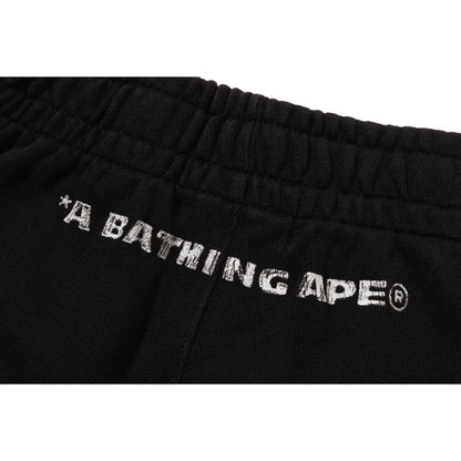 HEAVY WASH HAND DRAW FOOTBALL LOGO RELAXED FIT SWEAT SHORTS MENS