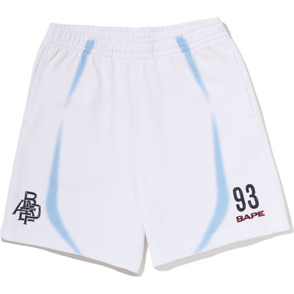HEAVY WASH HAND DRAW FOOTBALL LOGO RELAXED FIT SWEAT SHORTS MENS