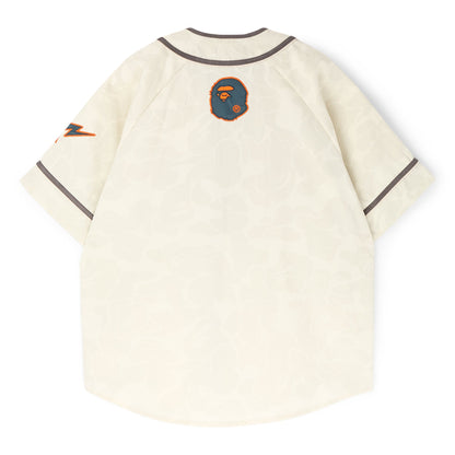 A Bathing Ape Solid Camo Multi Logo Baseball Ss Shirt M (Ivory)