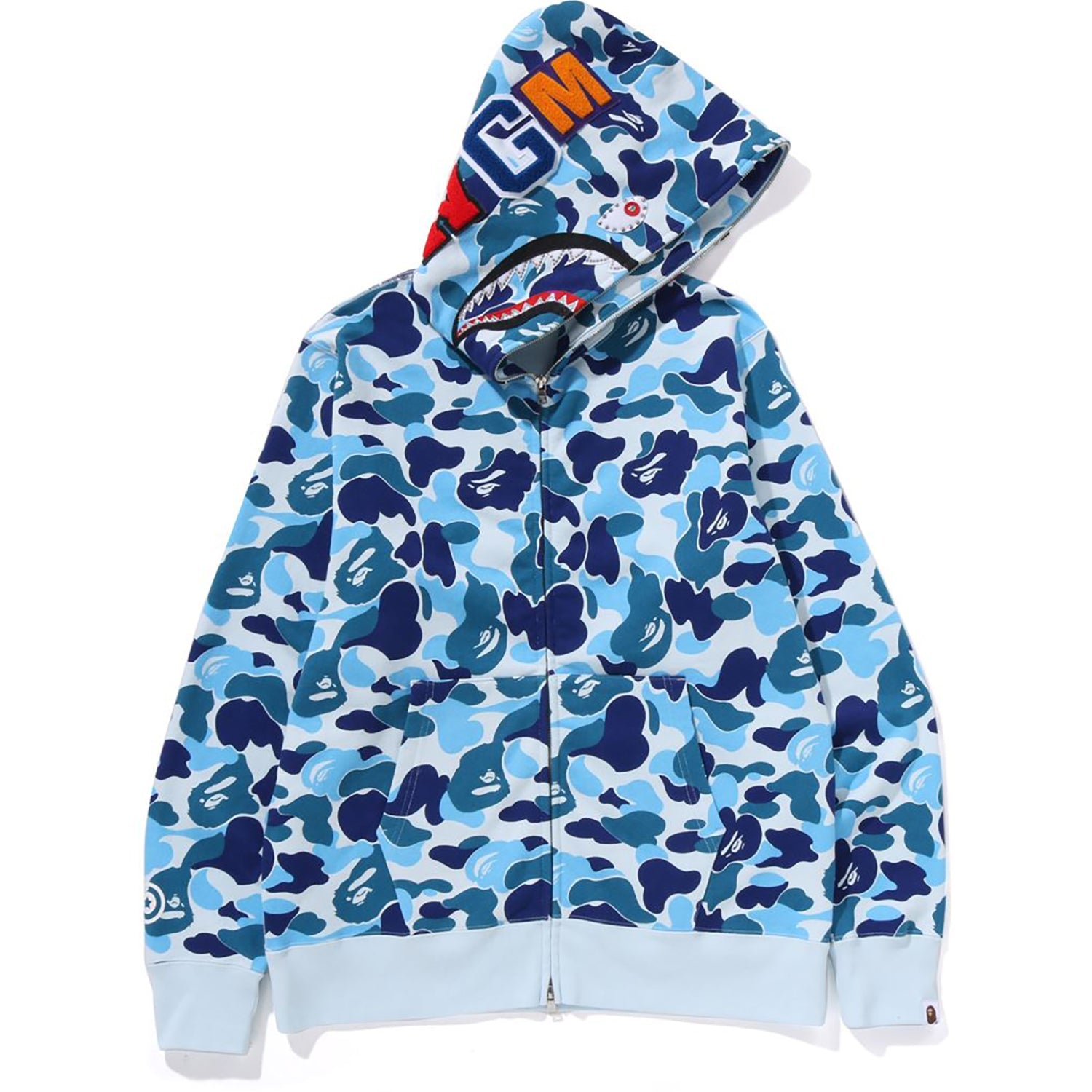 ABC CAMO CRYSTAL STONE SHARK FULL ZIP HOODIE MENS
