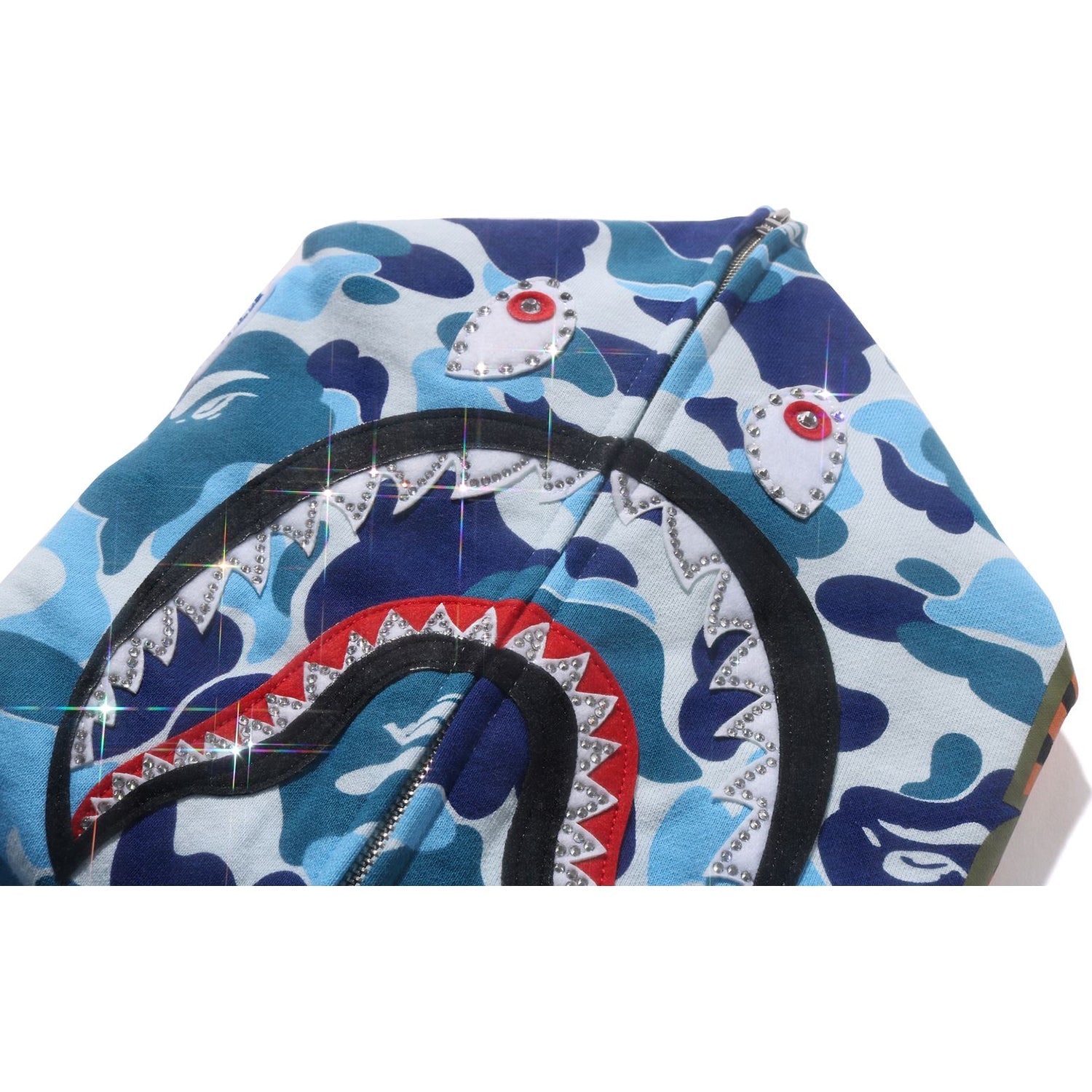 ABC CAMO CRYSTAL STONE SHARK FULL ZIP HOODIE MENS