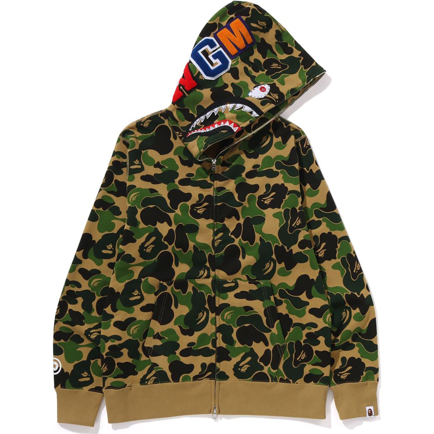 ABC CAMO CRYSTAL STONE SHARK FULL ZIP HOODIE MENS