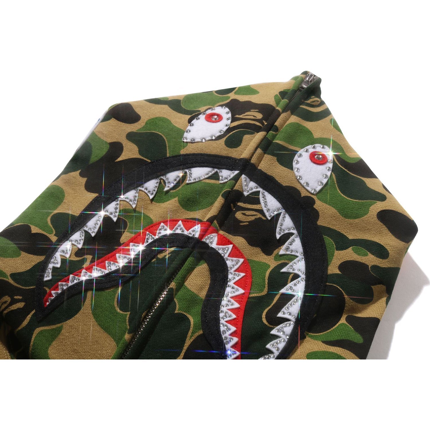 ABC CAMO CRYSTAL STONE SHARK FULL ZIP HOODIE MENS