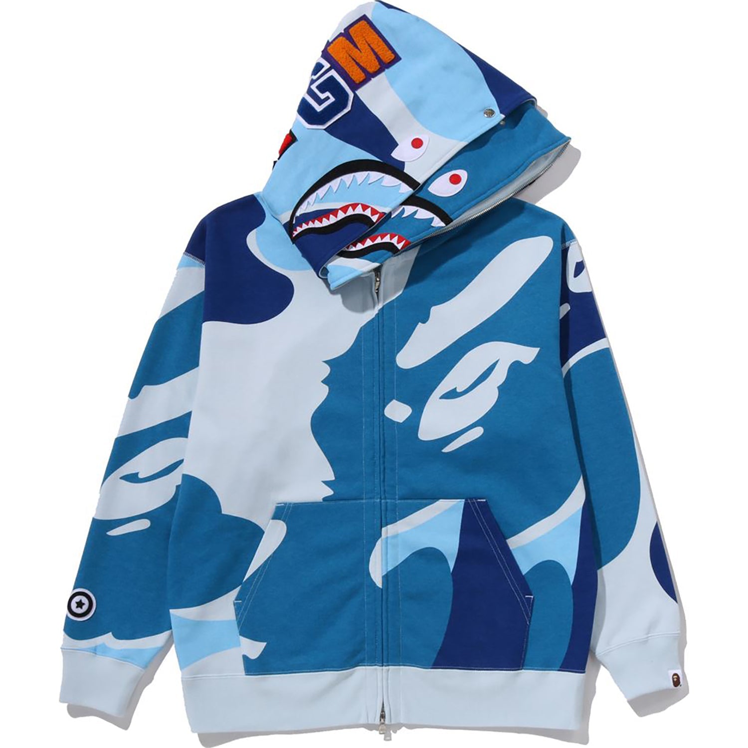 MEGA ABC CAMO DOUBLE SHARK RELAXED FIT FULL ZIP HOODIE MENS