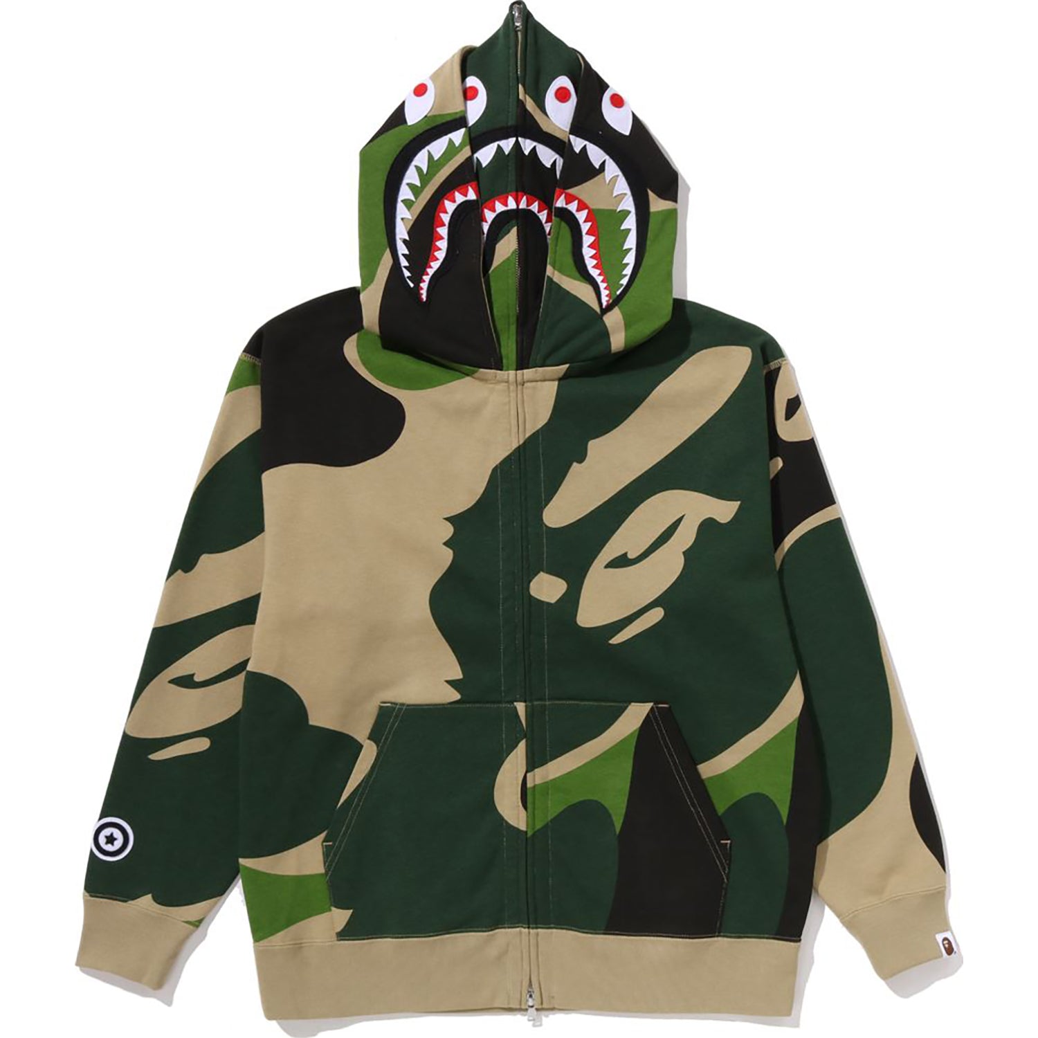 MEGA ABC CAMO DOUBLE SHARK RELAXED FIT FULL ZIP HOODIE MENS