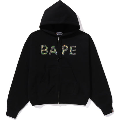 ABC CAMO CRYSTAL LOGO WIDE ZIP HOODIE LADIES
