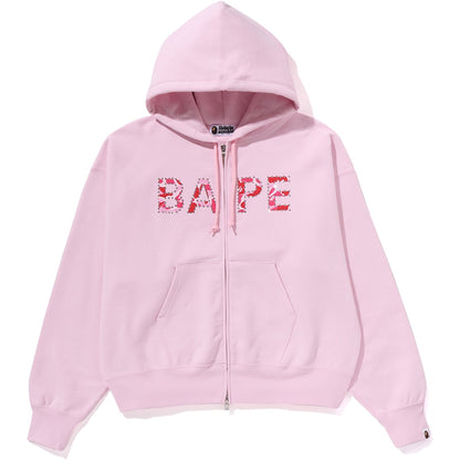 ABC CAMO CRYSTAL LOGO WIDE ZIP HOODIE LADIES