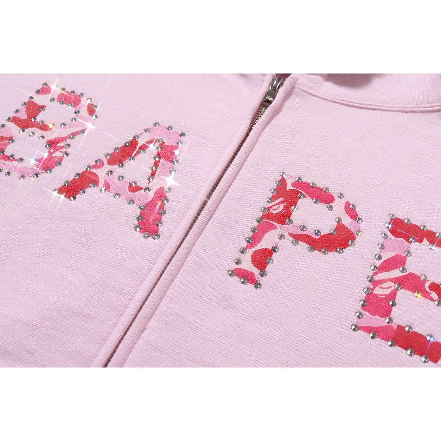 ABC CAMO CRYSTAL LOGO WIDE ZIP HOODIE LADIES