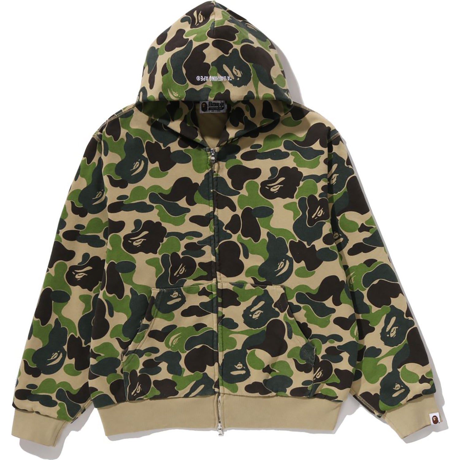 ABC CAMO HEAVY WASH CROPPED FIT ZIP HOODIE MENS