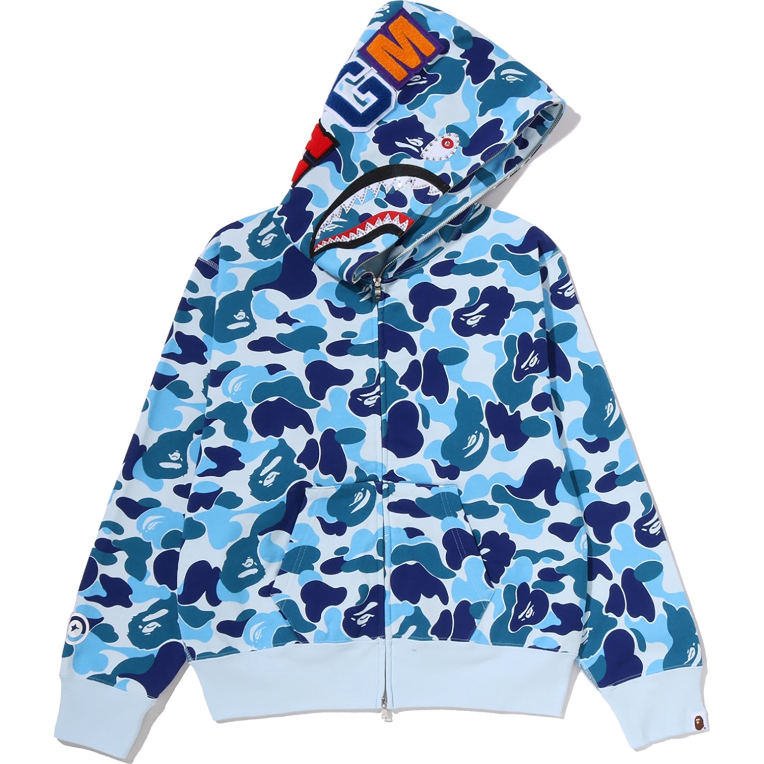 ABC CAMO CRYSTAL STONE SHARK FULL ZIP HOODIE LADIES