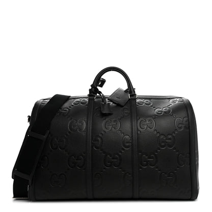 Piuma Calfskin Jumbo GG Embossed Large Duffle Bag Black
