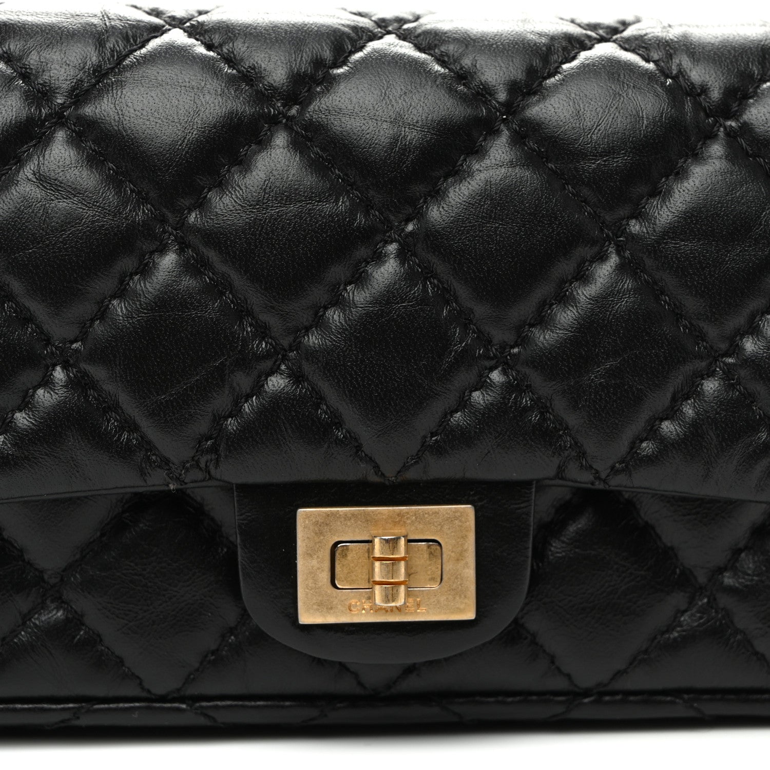 Aged Calfskin Quilted 2.55 Reissue Flap Belt Bag Clutch Black