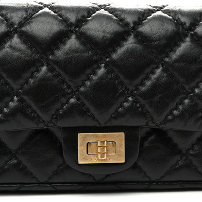 Aged Calfskin Quilted 2.55 Reissue Flap Belt Bag Clutch Black