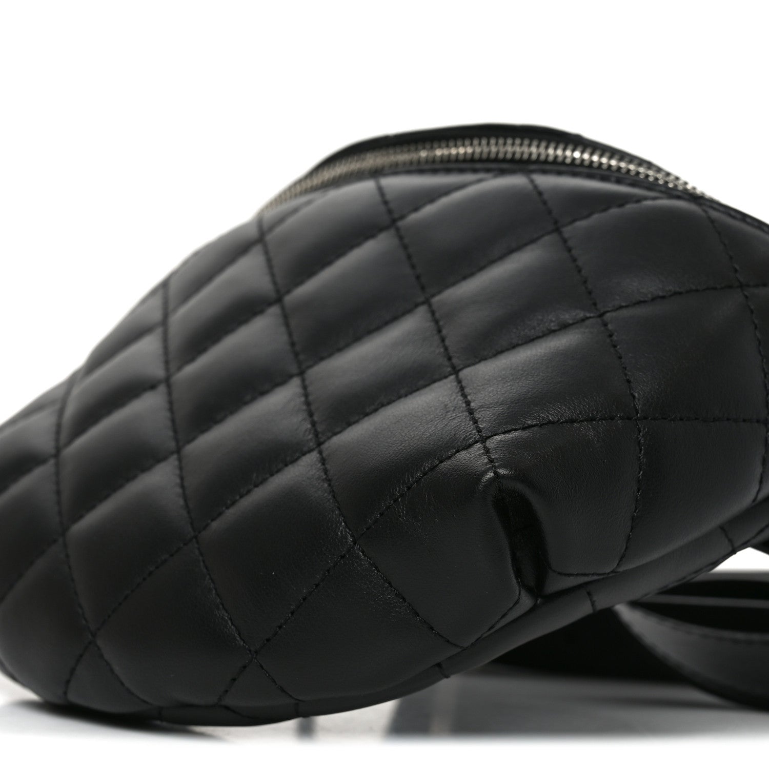 Calfskin Quilted Waist Belt Bag Black