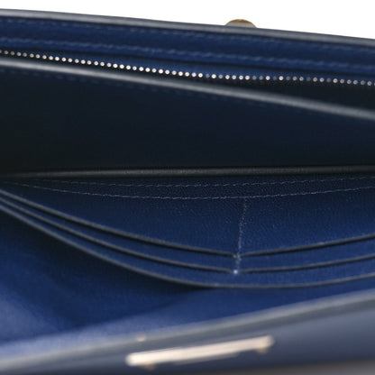 Chevre Chamkila Kelly Pocket Long Wallet Bleu Indigo