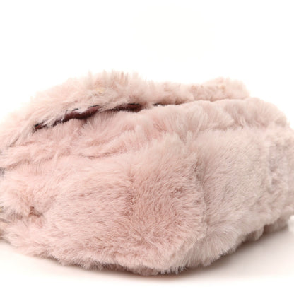 Faux Fur Quilted Virtus V Mini Chain Flap Shoulder Bag English Rose