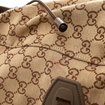 Monogram Script Logo Large Double Pocket Backpack Beige Ebony Multicolor