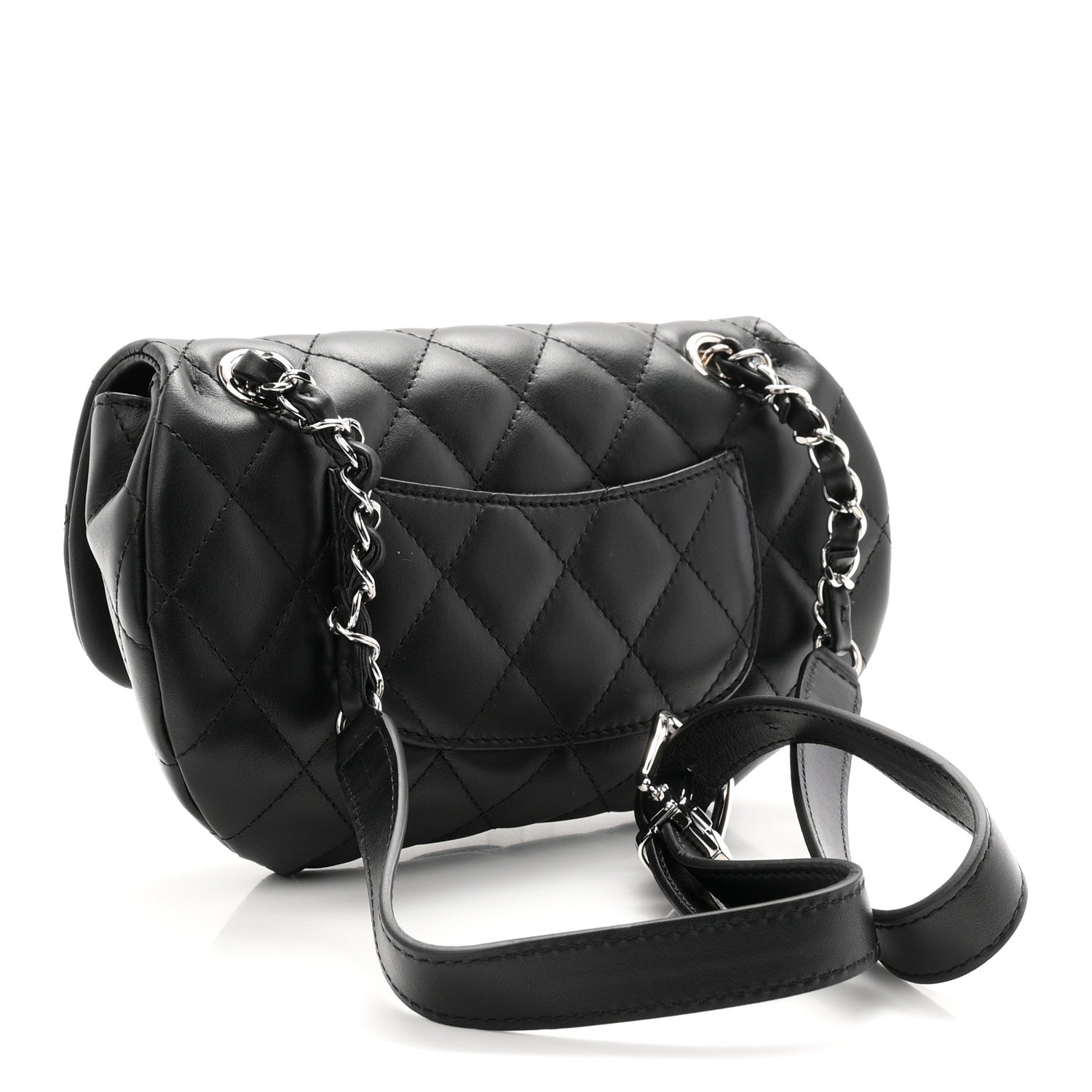Calfskin Quilted CC Uniform Flap Belt Bag Black