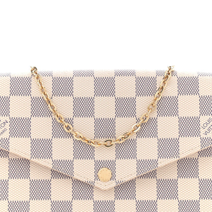 Damier Azur Pochette Felicie Chain Wallet Rose Ballerine