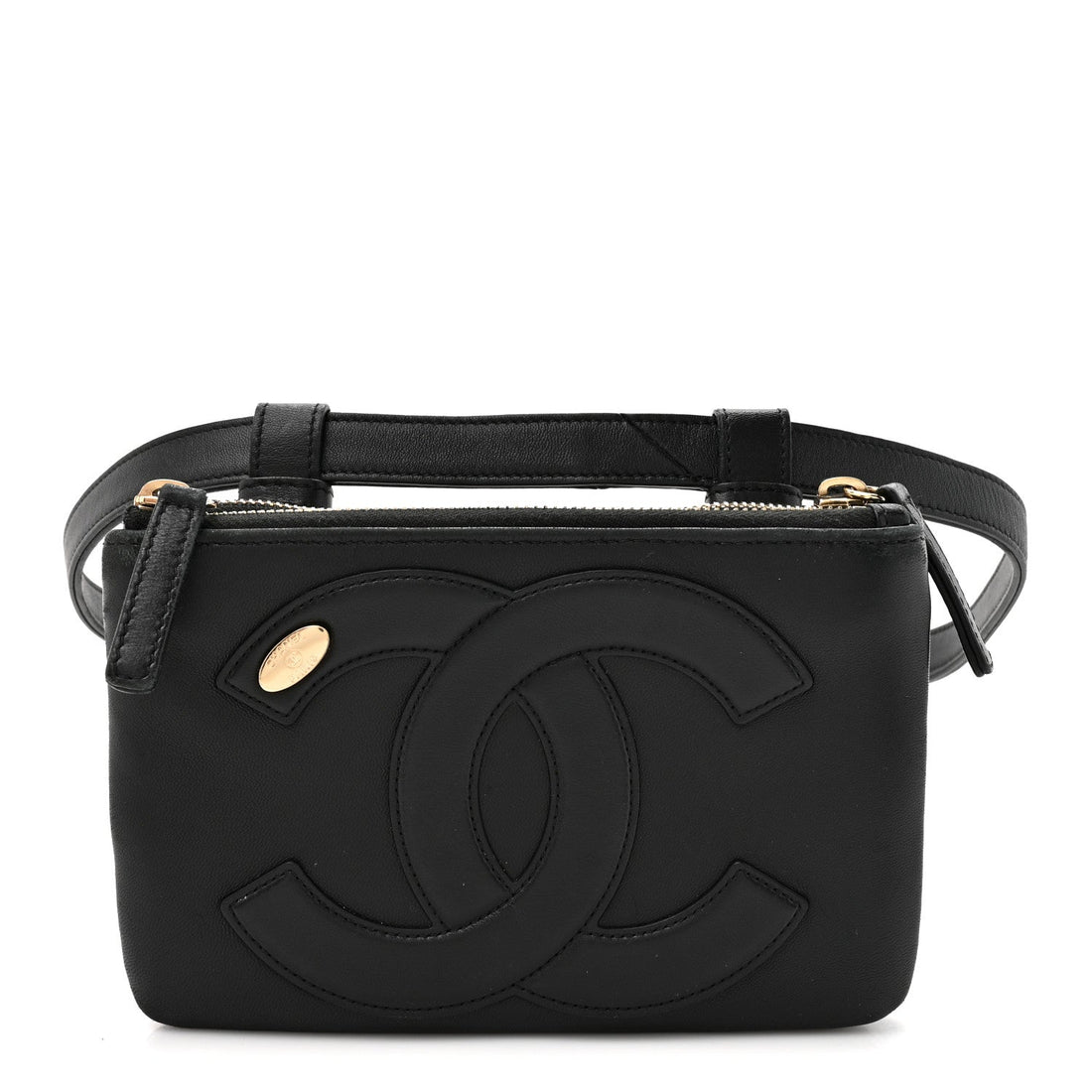 Lambskin CC Mania Waist Belt Bag Black