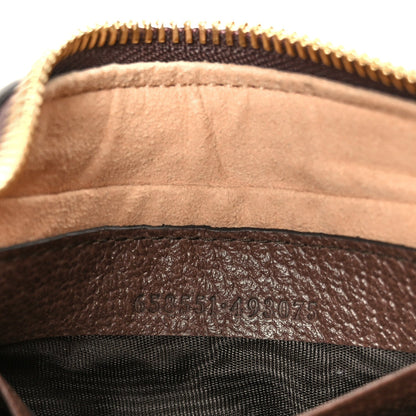 GG Supreme Monogram Textured Calfskin Web Mini Ophidia Half Moon Hobo Beige Ebony New Acero