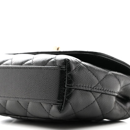 Caviar Quilted Coco Handle Clutch With Chain Black