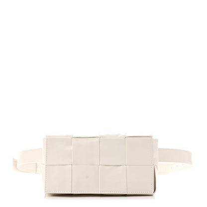 Paper Calfskin Intrecciato Cassette Belt Bag White