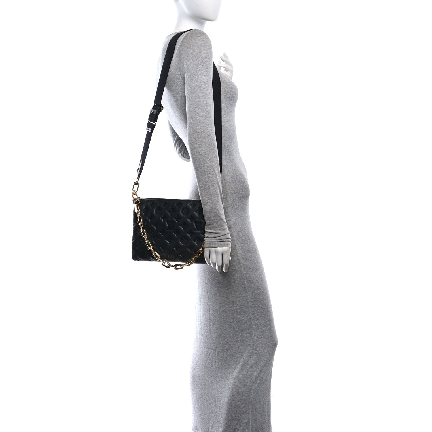 Lambskin Embossed Monogram Coussin PM Black