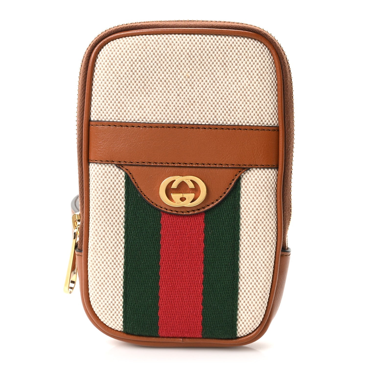 Vintage Canvas Calfskin Web Belted iPhone Case 90 36 Sand Cuir