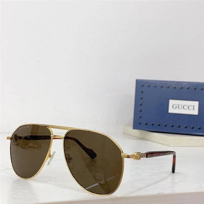 GUCCI GG1220S Gold-Gold-Brown Unisex Clear Sunglasses ✨