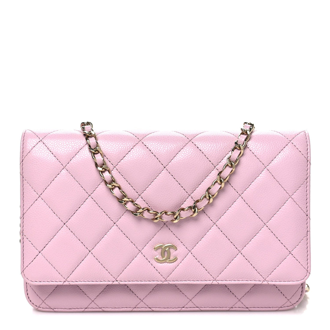 Caviar Quilted Wallet on Chain WOC Light Pink