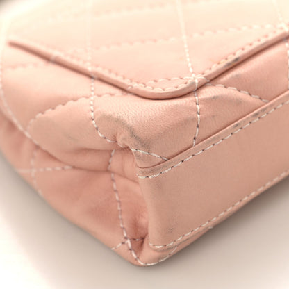 Lambskin Quilted Mini Evening Bag Pink