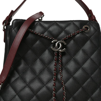 Caviar Quilted Medium CC Bucket Bag Black
