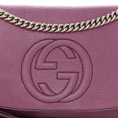 Pebbled Calfskin Medium Soho Flap Crossbody Peonia Flower