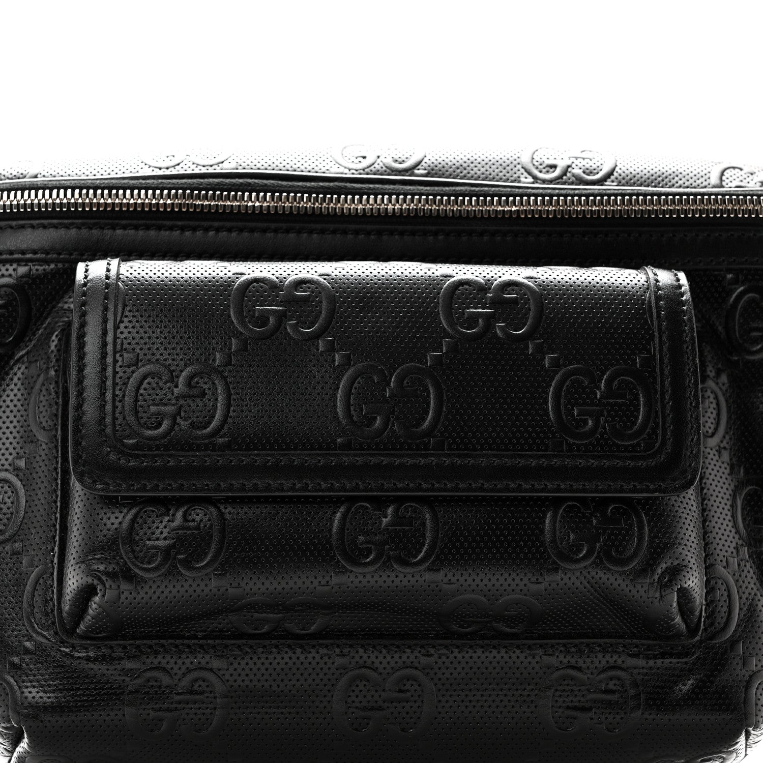 Calfskin GG Tennis Embossed Pocket Belt Bag Black
