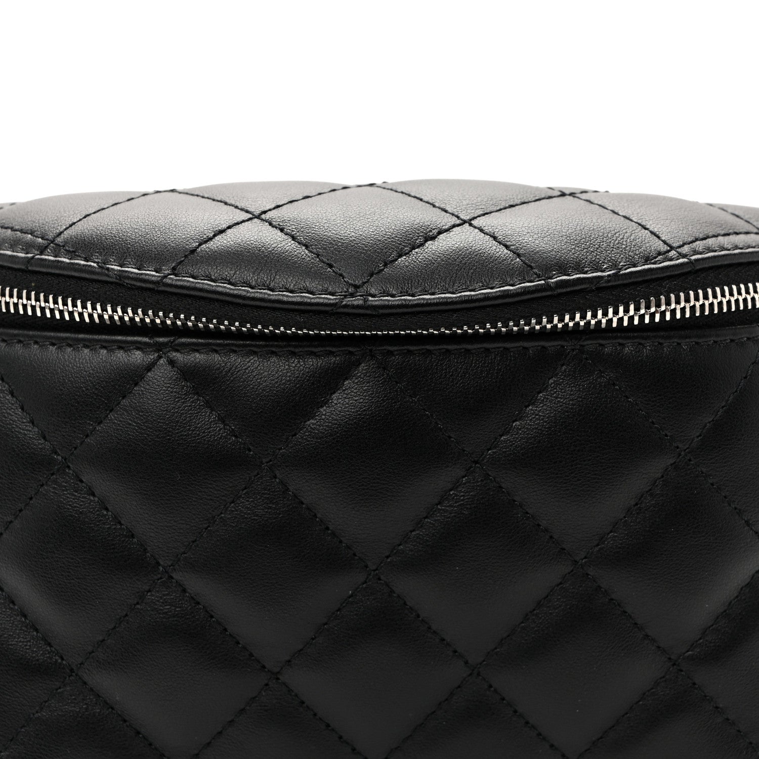 Calfskin Quilted Uniform Waist Belt Bag Black