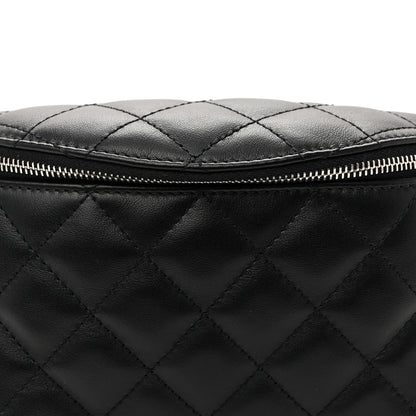 Calfskin Quilted Uniform Waist Belt Bag Black