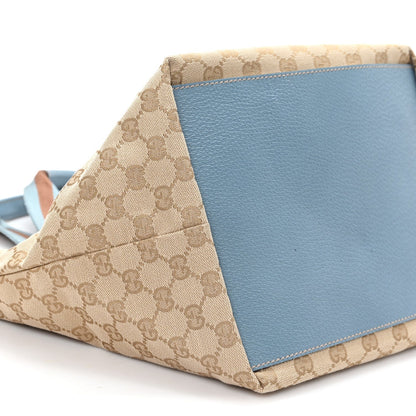 GG Monogram Medium Web Handle Bucket Tote Blue