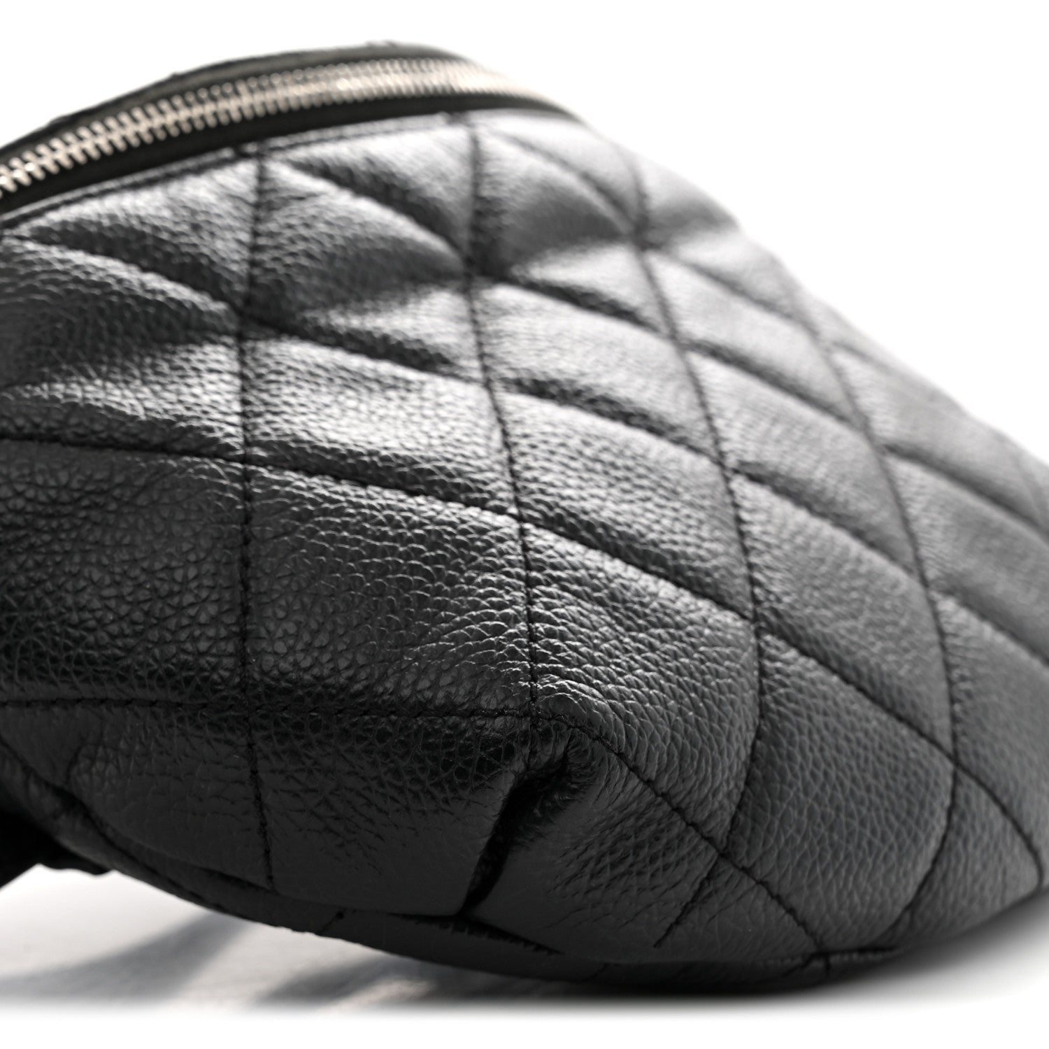 Grained Calfskin Quilted Waist Belt Bag Black