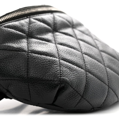Grained Calfskin Quilted Waist Belt Bag Black