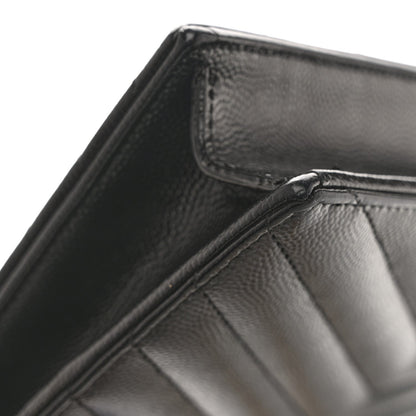 Grain De Poudre Matelasse Chevron Monogram Envelope Chain Wallet Black