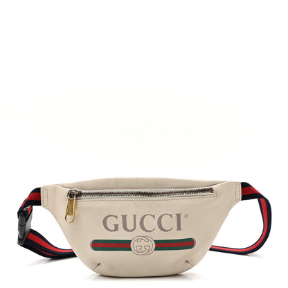 Grained Calfskin Small Logo Belt Bag White