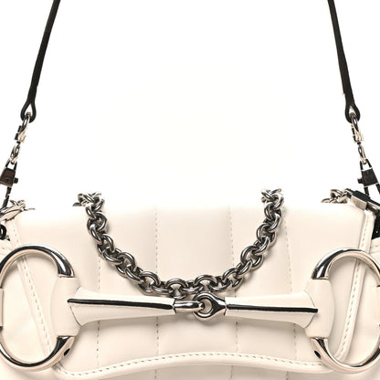Nappa Vertical Matelasse Small Maxi Horsebit Chain Shoulder Bag Great White