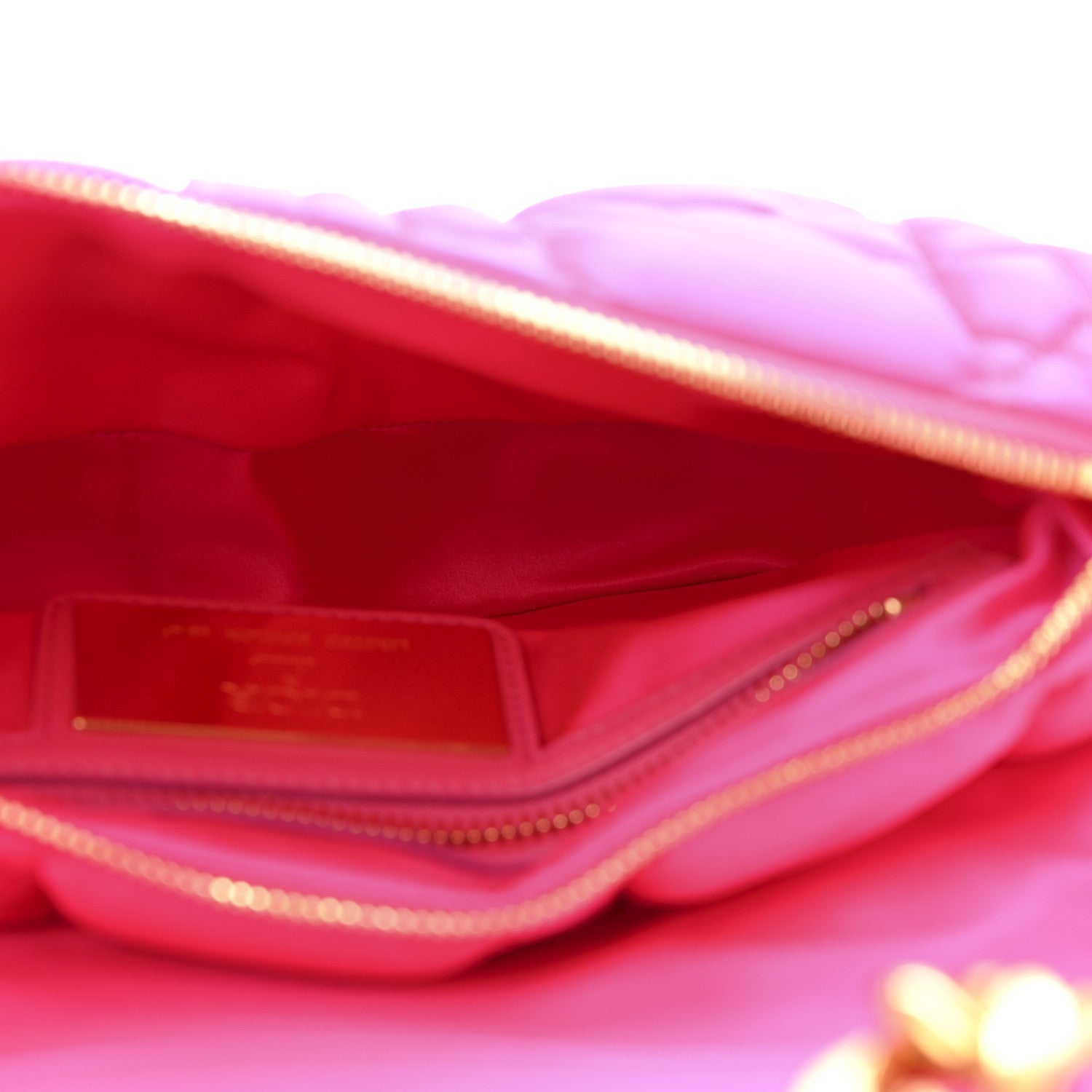 X ERL Satin Cannage Micro Venice Saddle Bag Fuchsia