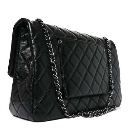 Caviar Quilted Small XXL Travel Flap Bag Black