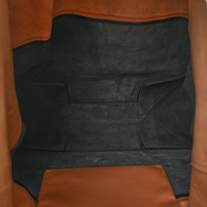 Lambskin Horizontal Bicolor Cabas Camel Black