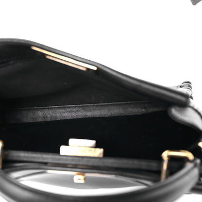 Vitello Seta Lace Up Medium Peekaboo Iconic Satchel Black