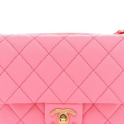 Shiny Caviar Pick Me Up Flap Belt Bag Pink